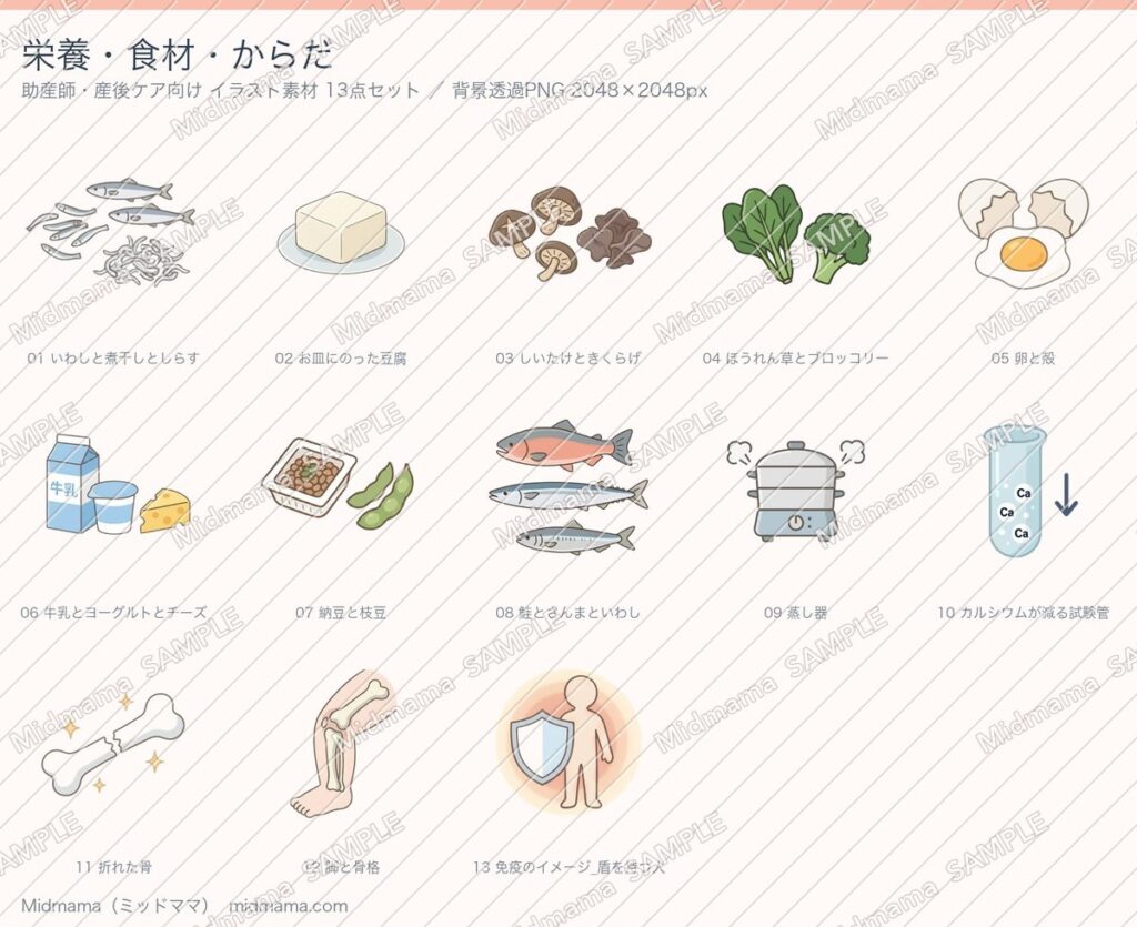 栄養・食材・からだのイラスト素材13点の一覧